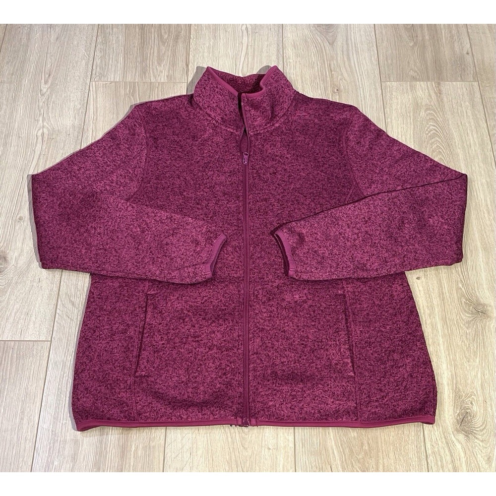Swisstech Womens Fleece Jacket XL Full Zip Cranberry Purple Warm Comfy